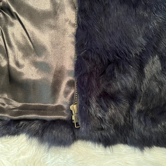 🎉HPx2🎉 Surell for Bloomingdales Deep Navy Rabbit Fur Vest - STUNNING! - Picture 5 of 8